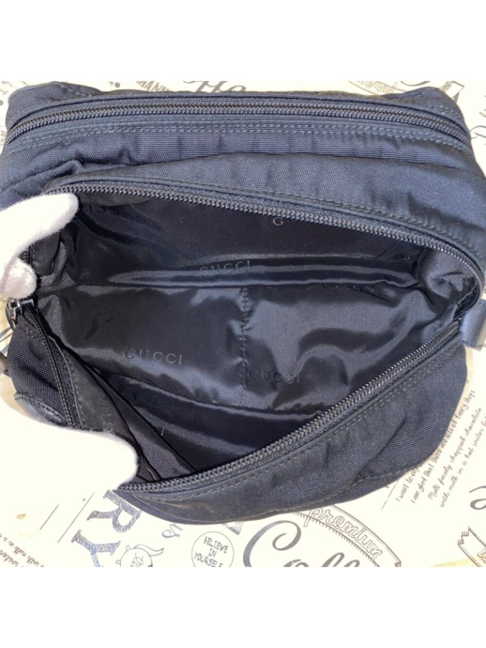 Gucci Handbag Pouch Clutch Nylon Black Business Travel - Picture 11 of 15